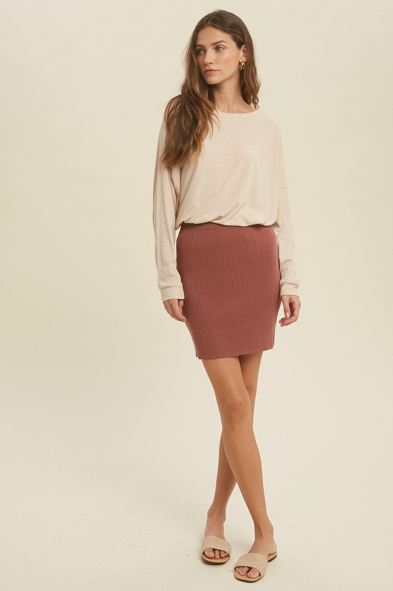 Ribbed Sweater Mini Skirt