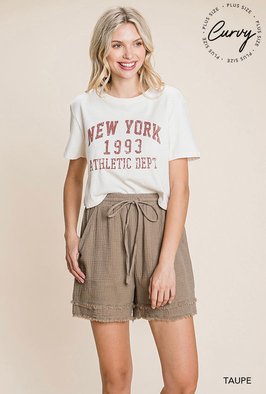 Women's Washed Cotton Gauze Shorts - CURVY