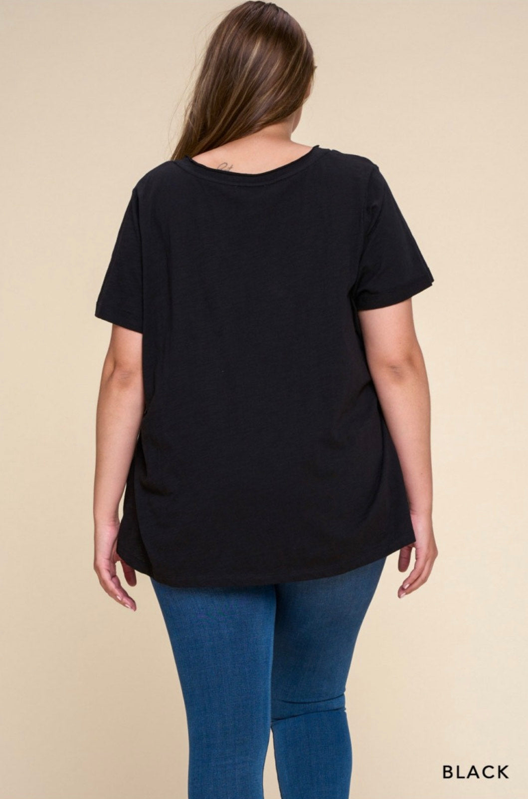 Washed Cotton Slub One Pocket Top - CURVY