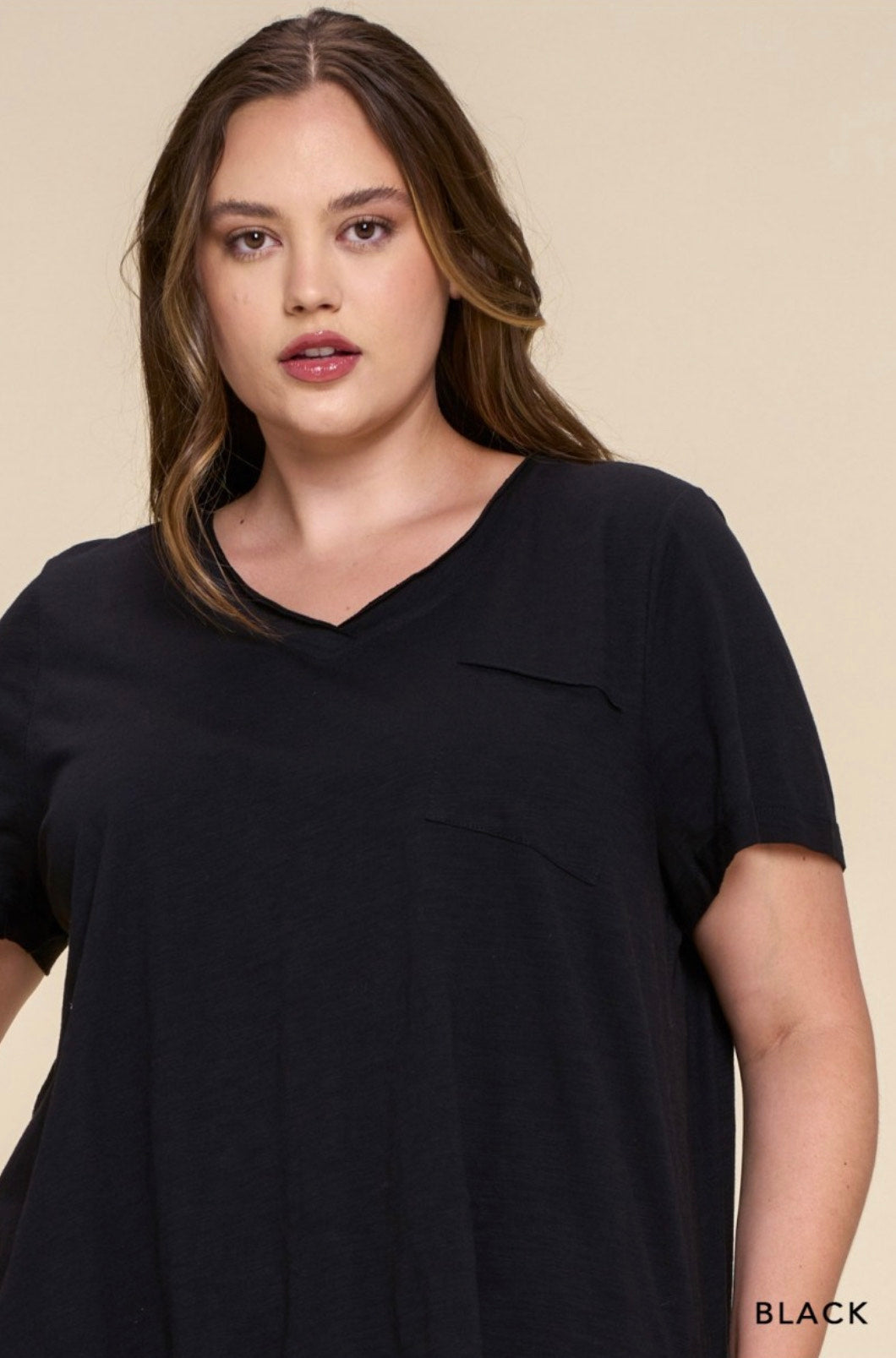 Washed Cotton Slub One Pocket Top - CURVY