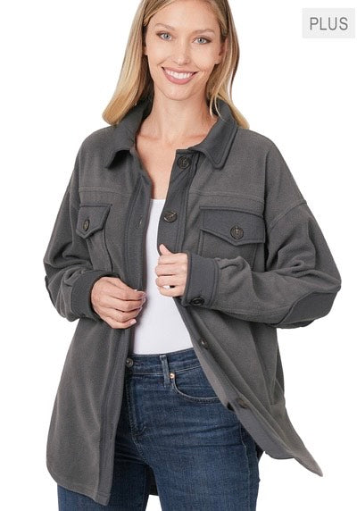 Oversized Fleece Shacket - CURVY