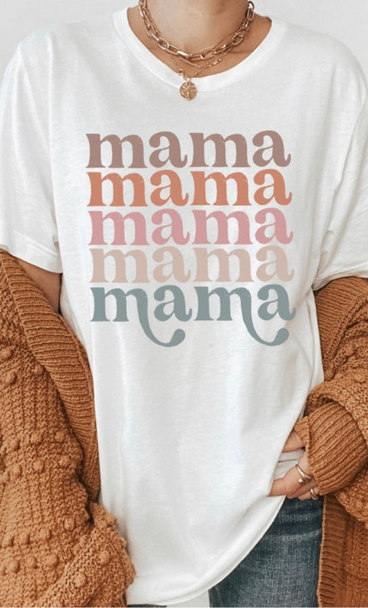 Retro Mama Colorful Distressed Graphic Tee