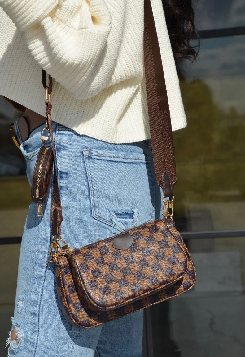 Checkered 2N1 Crossbody Bag + Clutch