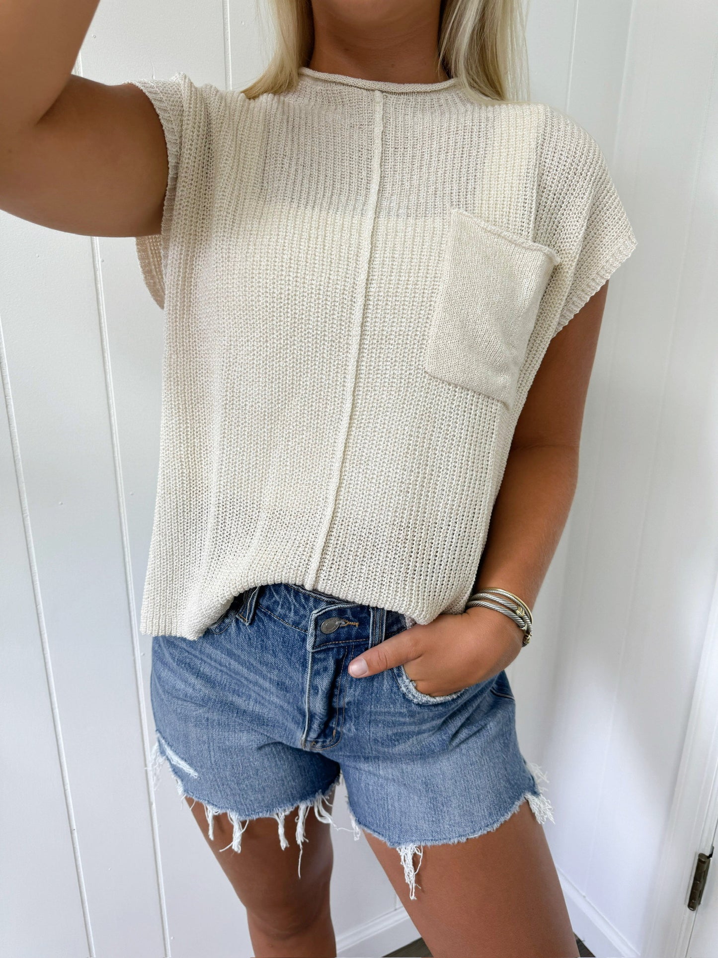 Natural Loose Knit Top