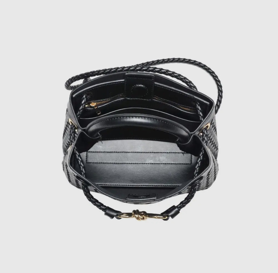 Gold Knot Woven Crossbody - Black