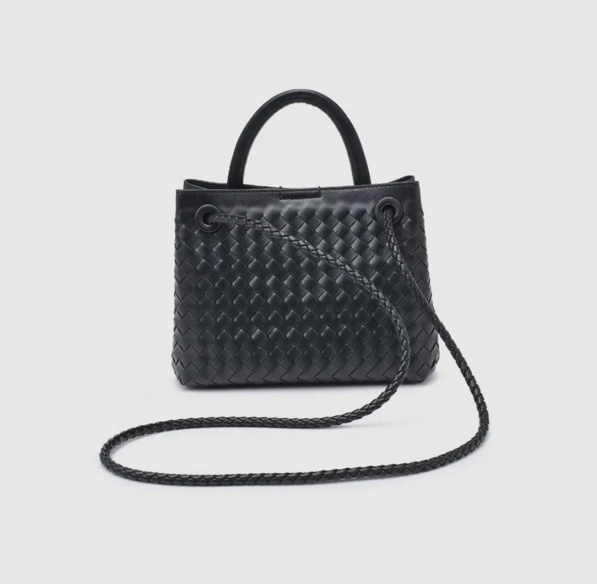 Gold Knot Woven Crossbody - Black