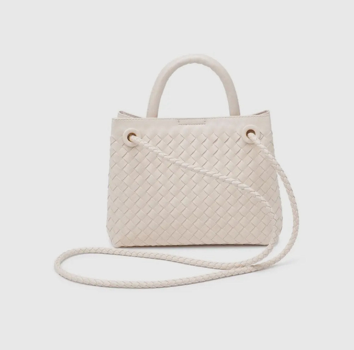 Gold Knot Woven Crossbody - Cream