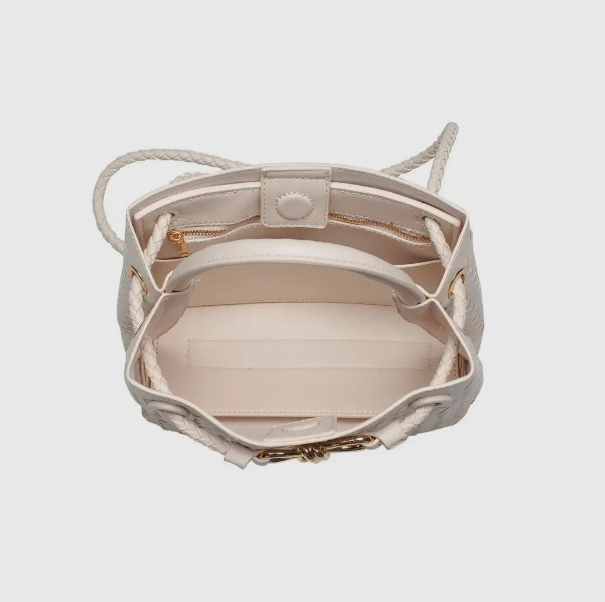 Gold Knot Woven Crossbody - Cream