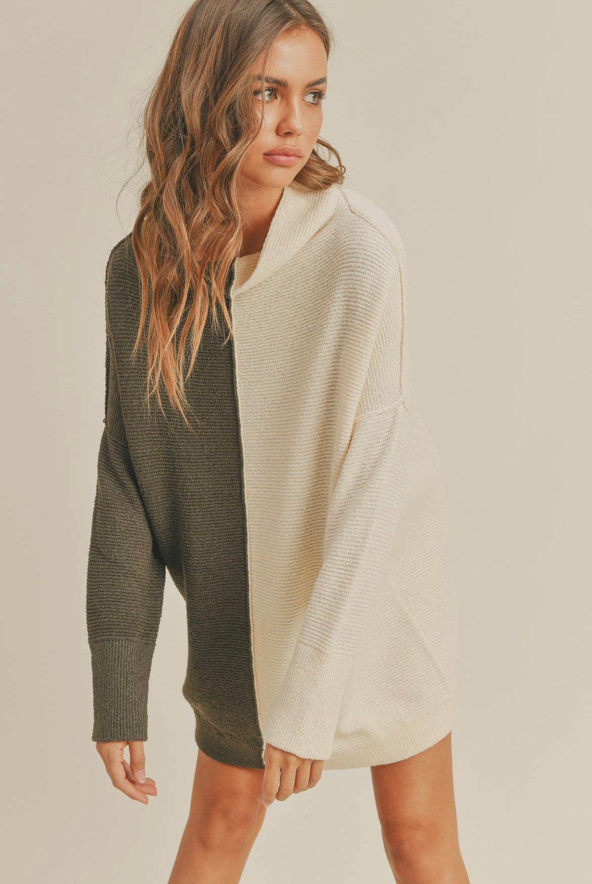 Color Block Tunic Sweater