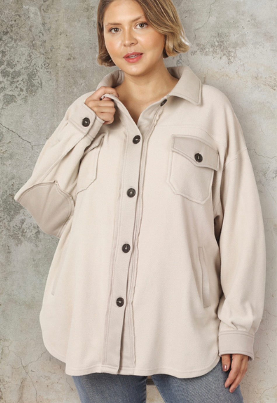 Oversized Fleece Shacket - CURVY