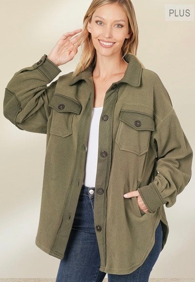 Oversized Fleece Shacket - CURVY